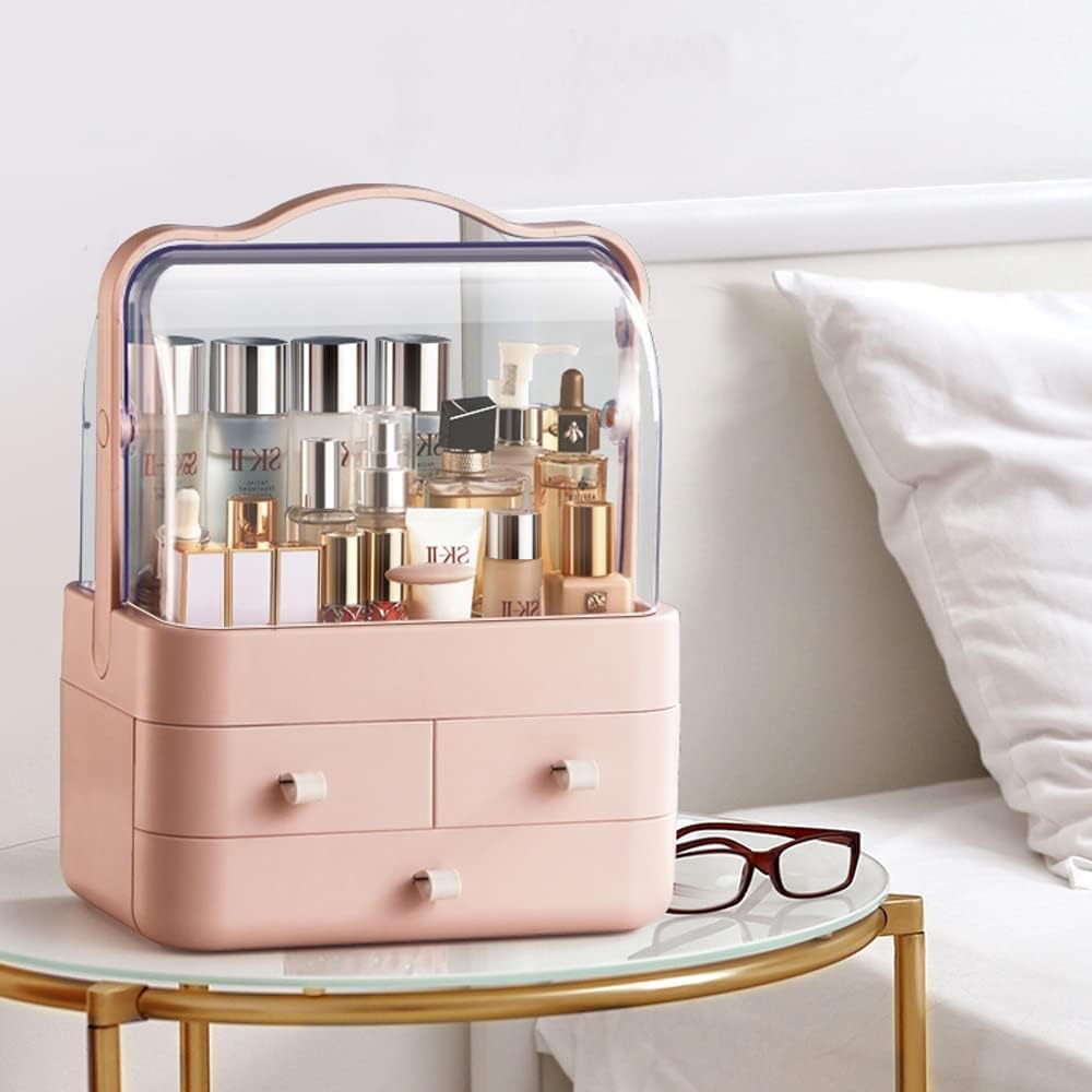 Acrylic Double Door Cosmetic Organizer with Drawers