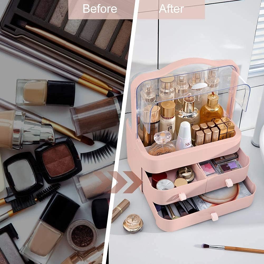 Acrylic Double Door Cosmetic Organizer with Drawers