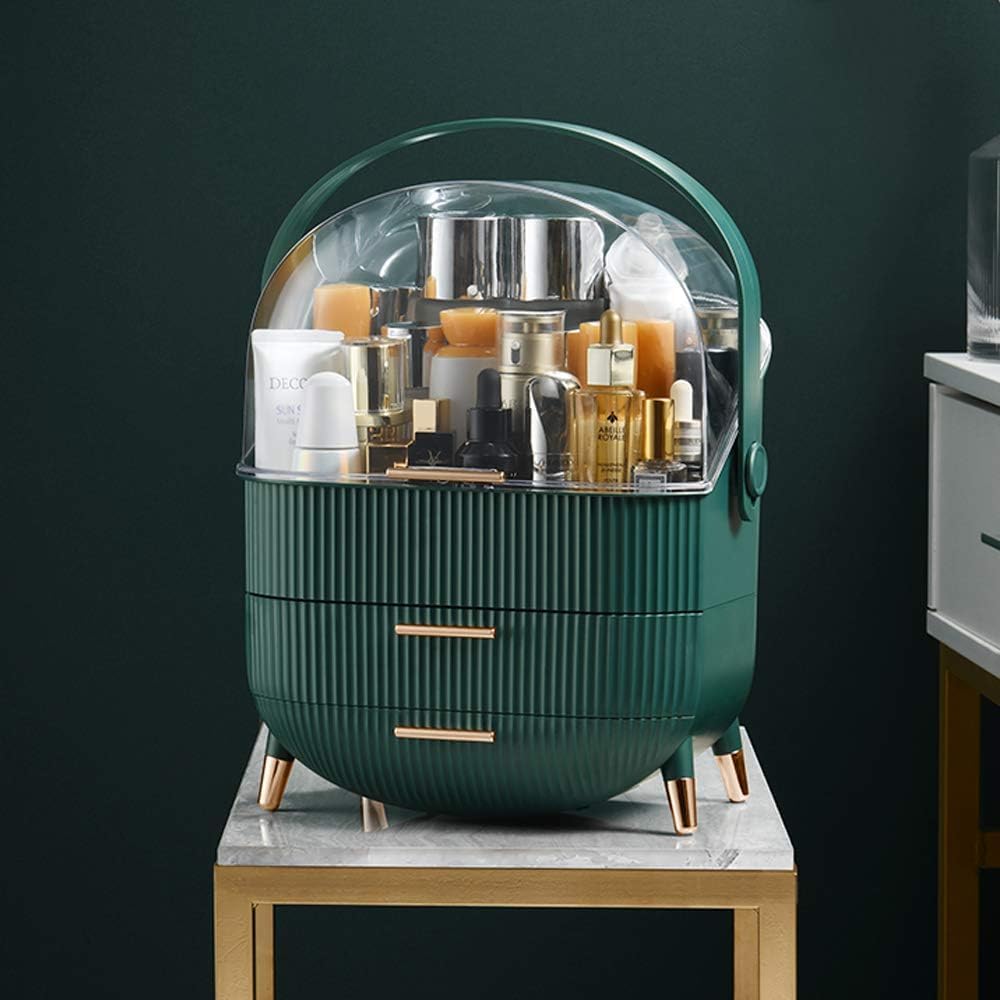 Makeup Storage Organizer with 2 Drawers & Lid Transparent Cover