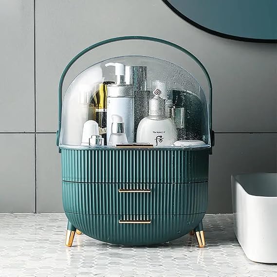 Makeup Storage Organizer with 2 Drawers & Lid Transparent Cover