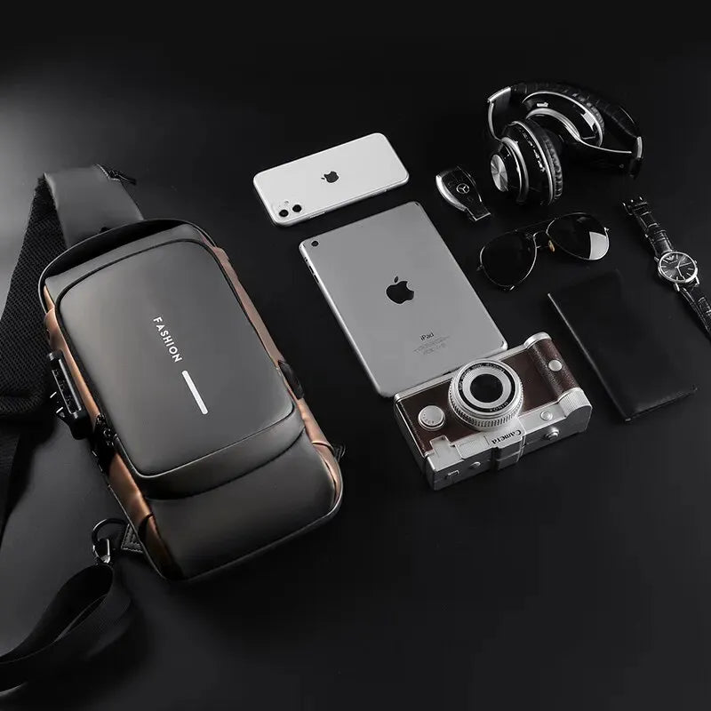 Password Lock Men's Chest Bag