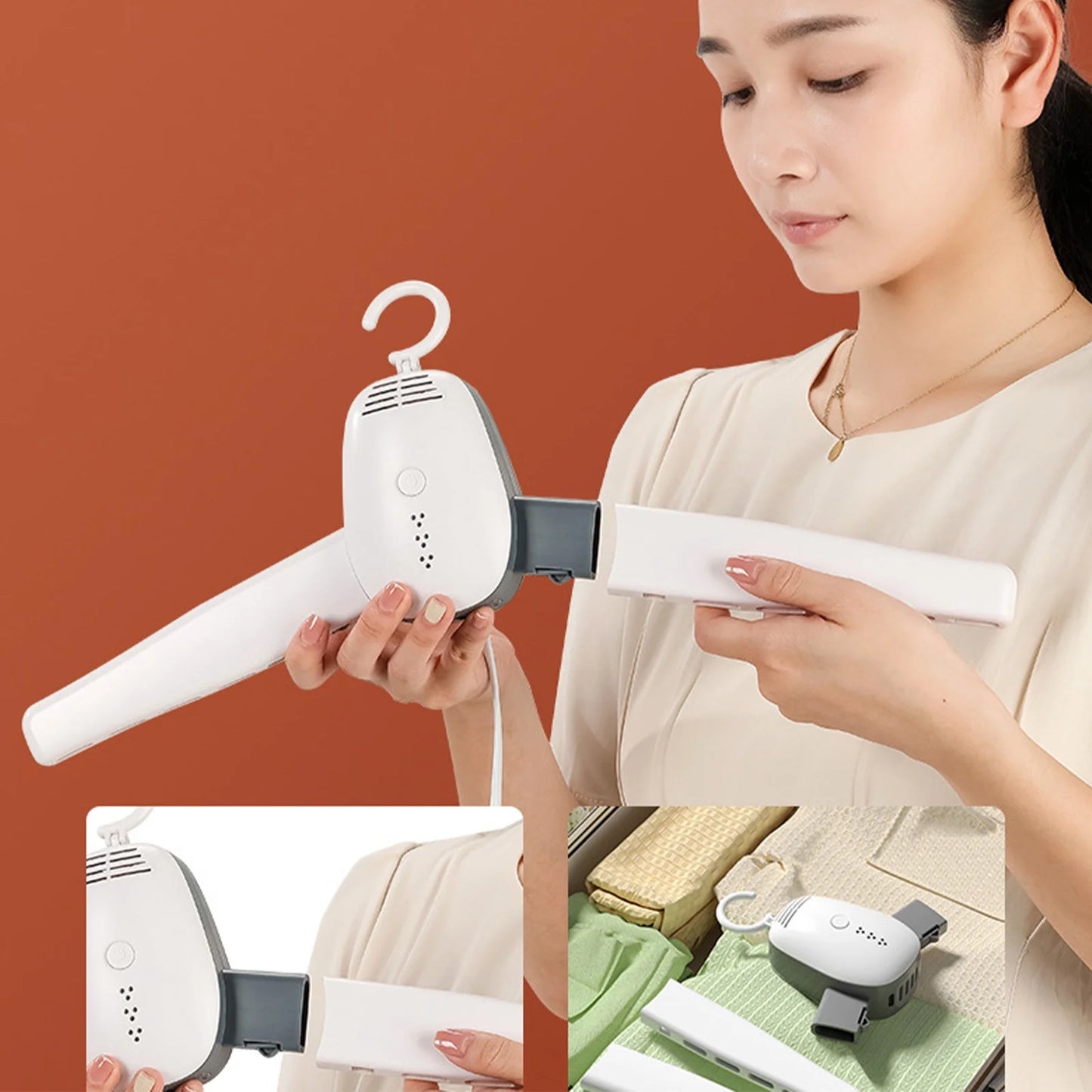 Portable Electric Clothes Drying Rack Hanger - Outdoor Travel Garment Clothing Shoes Heater